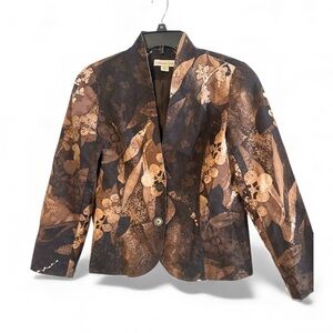 Coldwater Creek Women’s Brown Floral Blazer Size P4